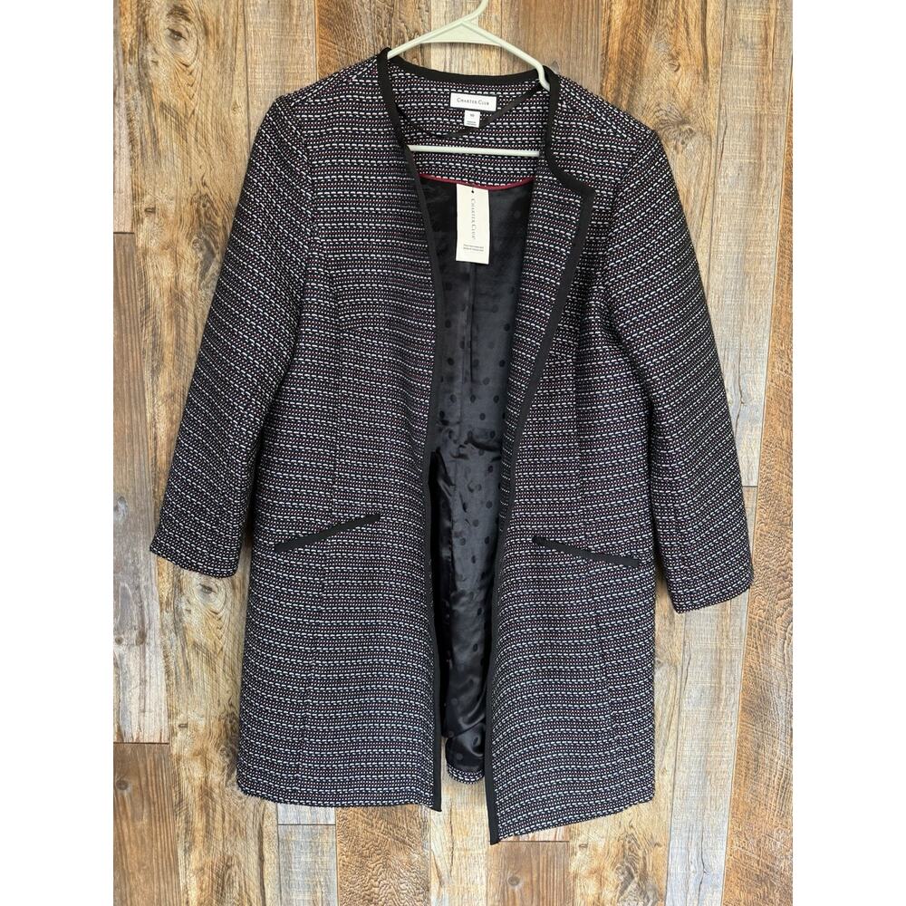 Charter Club Jewel Tones Tweed Longline Open Front Blazer Coat Jacket 10 (NWT)